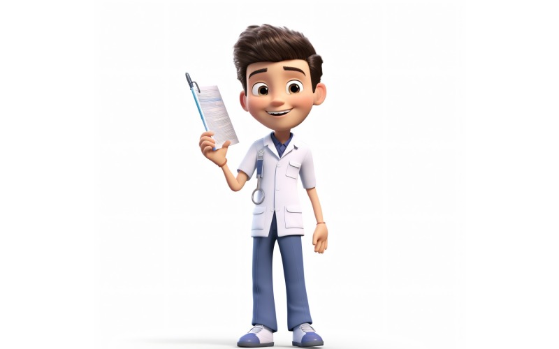 3D Pixar Character Child Boy Nurse with relevant environment 4 Illustration
