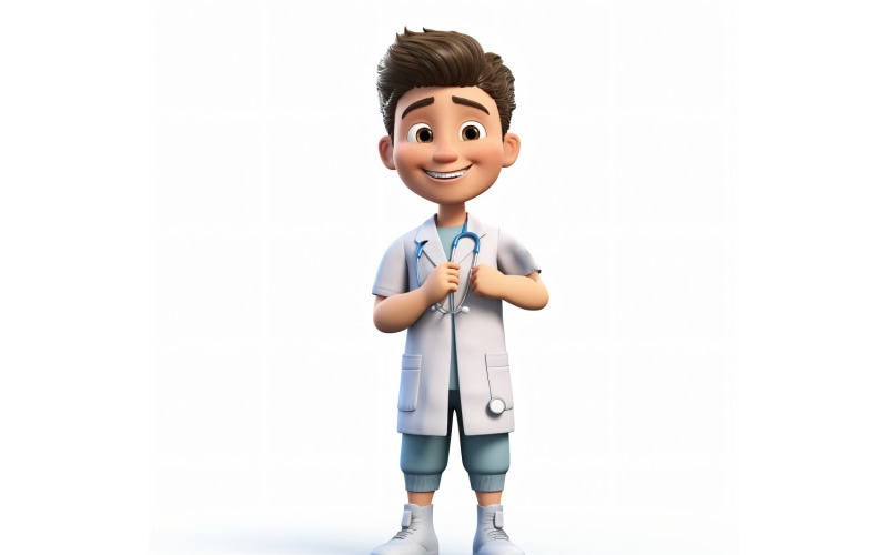 3D Pixar Character Child Boy Nurse with relevant environment 7 Illustration
