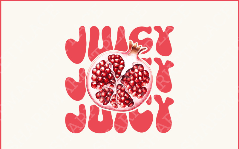 Juicy Pomegranate PNG, Trendy Designs, Juicy Fruit Clipart & Y2K Baby Tee, Unique Aesthetic Illustration