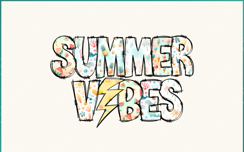 Summer Vibes PNG, Summer Time & Retro Designs, Bright Doodle Dalmatian Dots, Sublimation Digital Illustration