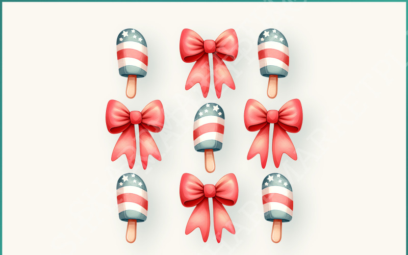 Sweet Land of Liberty PNG, USA Ice-Cream & Popsicle, American Coquette, 4th of July Independence Illustration