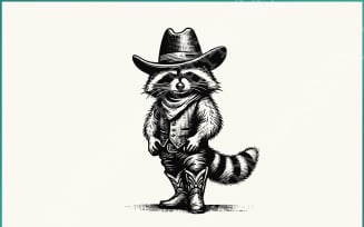 Western Raccoon PNG, Vintage Distressed Animal Lover Designs, Trash Panda & Cowboy Retro