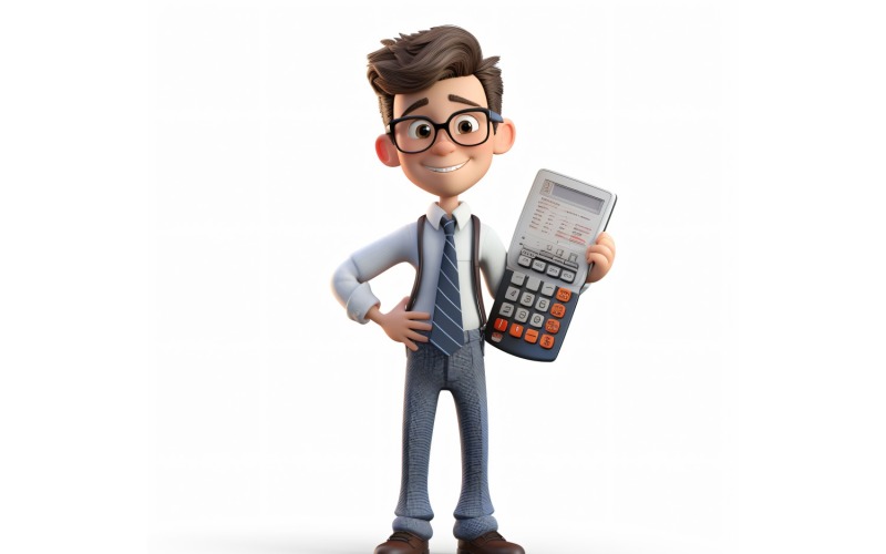 3D Character Child Boy Accountant with relevant environment 3 Illustration