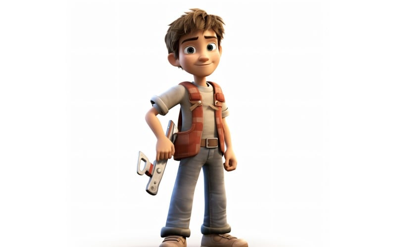 3D Character Child Boy Carpenter with relevant environment 1 Illustration