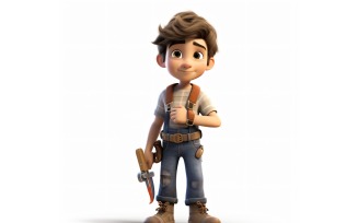 3D Character Child Boy Carpenter with relevant environment 3