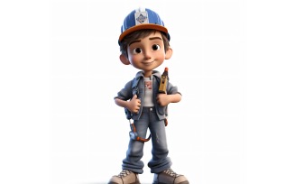 3D Character Child Boy Electrician with relevant environment 1