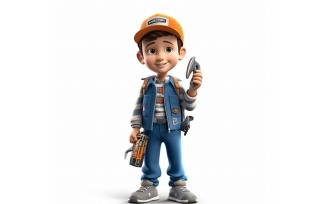 3D Character Child Boy Electrician with relevant environment 3