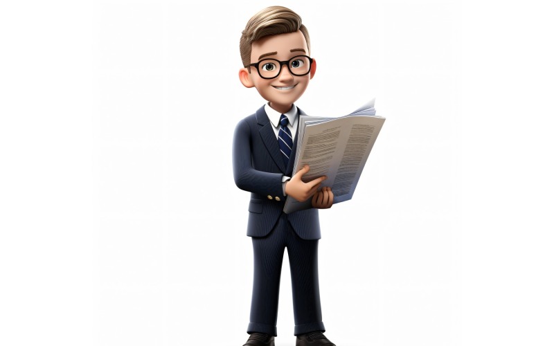3D Character Child Boy Lawyer with relevant environment 4 Illustration