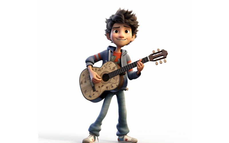 3D Character Child Boy Musician with relevant environment 2 Illustration