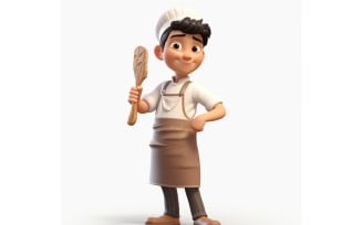 3D Pixar Character Child Boy Chef with relevant environment 2