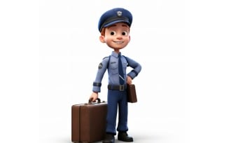 3D Pixar Character Child Boy Pilot with relevant environment 1