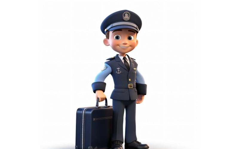 3D Pixar Character Child Boy Pilot with relevant environment 3 Illustration