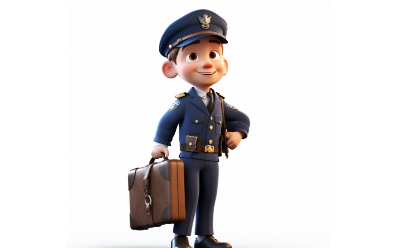 3D Pixar Character Child Boy Pilot with relevant environment 4 Illustration