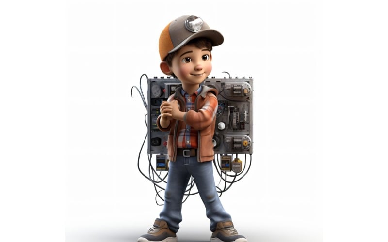 3D pixar Character Child Boy with relevant environment 1 Illustration