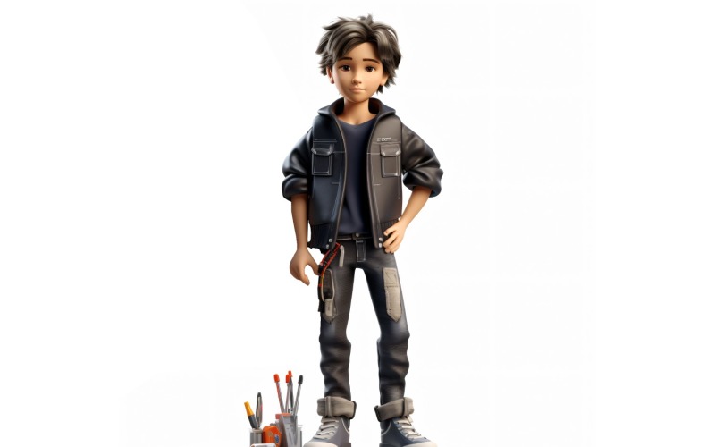 3D pixar Character Child Boy with relevant environment 22 Illustration