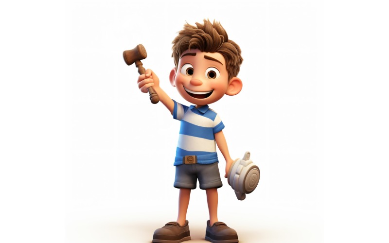 3D pixar Character Child Boy with relevant environment 2 Illustration