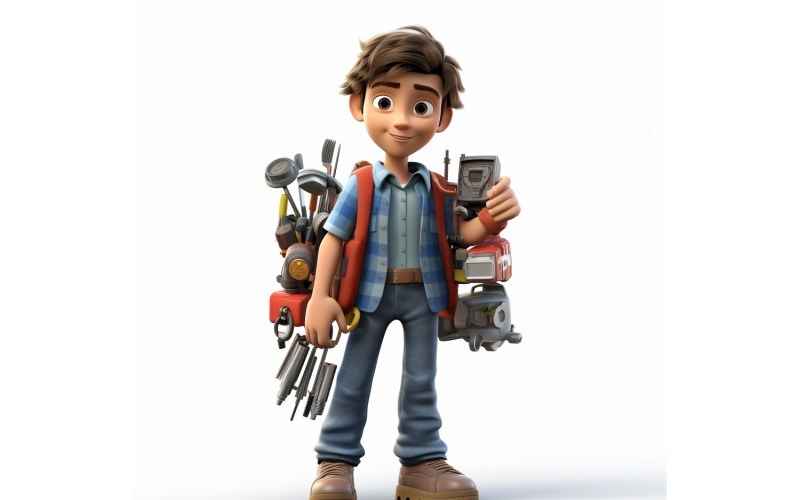 3D pixar Character Child Boy with relevant environment 3 Illustration