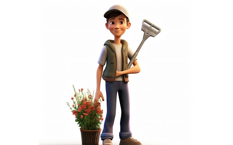 3D pixar Character Child Boy with relevant environment 44 Illustration