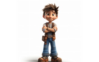 3D pixar Character Child Boy with relevant environment 100