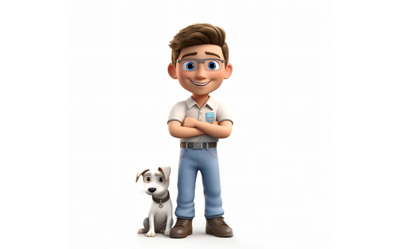 3D pixar Character Child Boy with relevant environment 109 Illustration