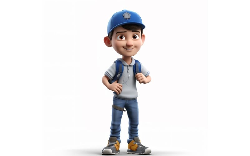 3D pixar Character Child Boy with relevant environment 118 Illustration