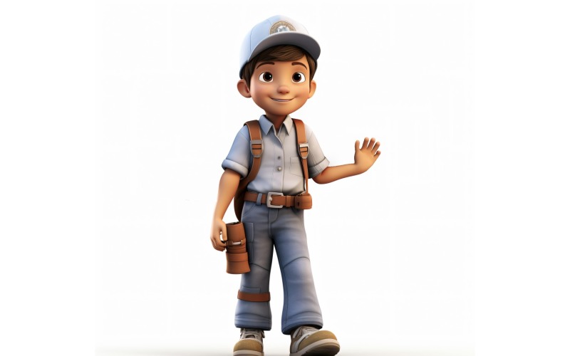 3D pixar Character Child Boy with relevant environment 97 Illustration