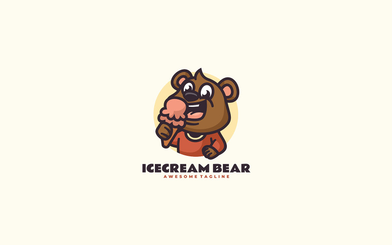 Ice Cream Bear Mascot Cartoon Logo Logo Template
