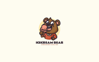 Ice Cream Bear Mascot Cartoon Logo