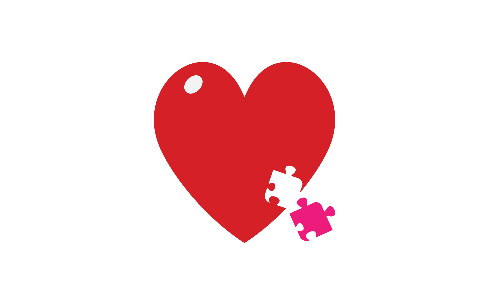 aşk bulmaca logosu illüstrasyon şablonu düz tasarım