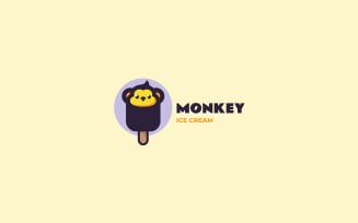 Monkey Ice Cream Mascot Cartoon Logo