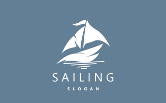 Sailboat Logo Design Fishing Boat IllustrationV10