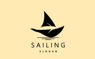 Sailboat Logo Design Fishing Boat IllustrationV11