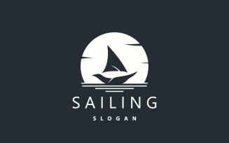 Sailboat Logo Design Fishing Boat IllustrationV12