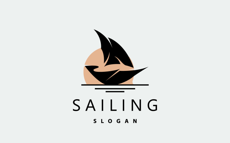 Sailboat Logo Design Fishing Boat IllustrationV13 Logo Template