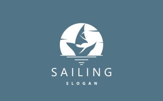 Sailboat Logo Design Fishing Boat IllustrationV14