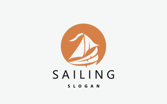Sailboat Logo Design Fishing Boat IllustrationV15