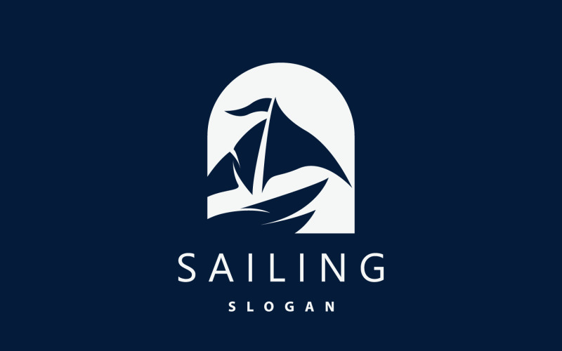 Sailboat Logo Design Fishing Boat IllustrationV16 Logo Template
