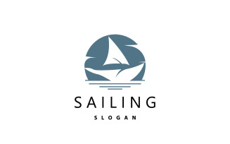Sailboat Logo Design Fishing Boat IllustrationV17