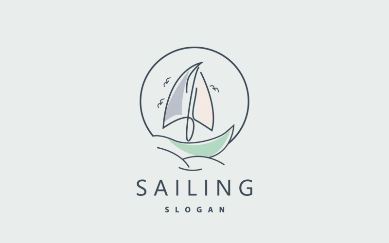 Sailboat Logo Design Fishing Boat IllustrationV19 Logo Template