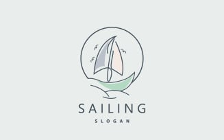 Sailboat Logo Design Fishing Boat IllustrationV19