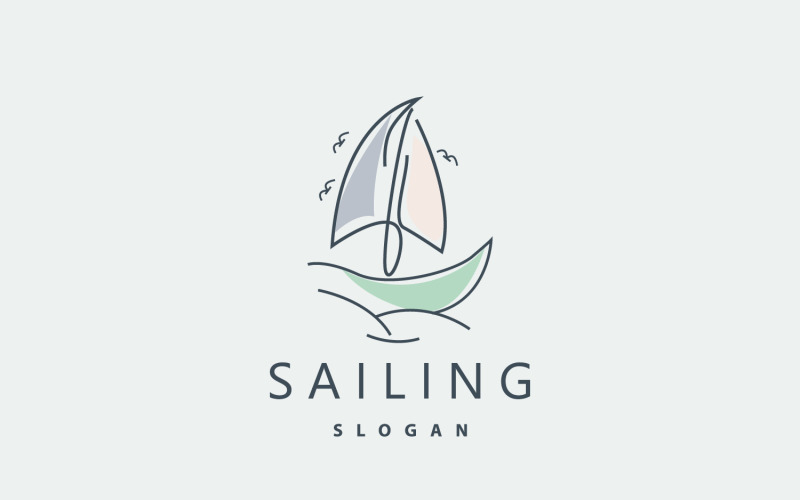 Sailboat Logo Design Fishing Boat IllustrationV1 Logo Template
