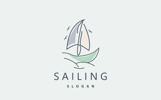 Sailboat Logo Design Fishing Boat IllustrationV1