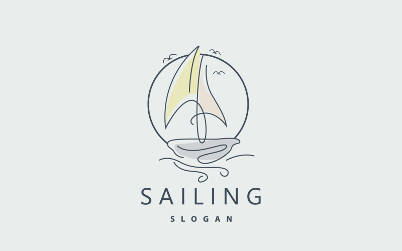 Sailboat Logo Design Fishing Boat IllustrationV20 Logo Template