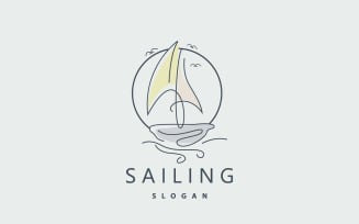 Sailboat Logo Design Fishing Boat IllustrationV20