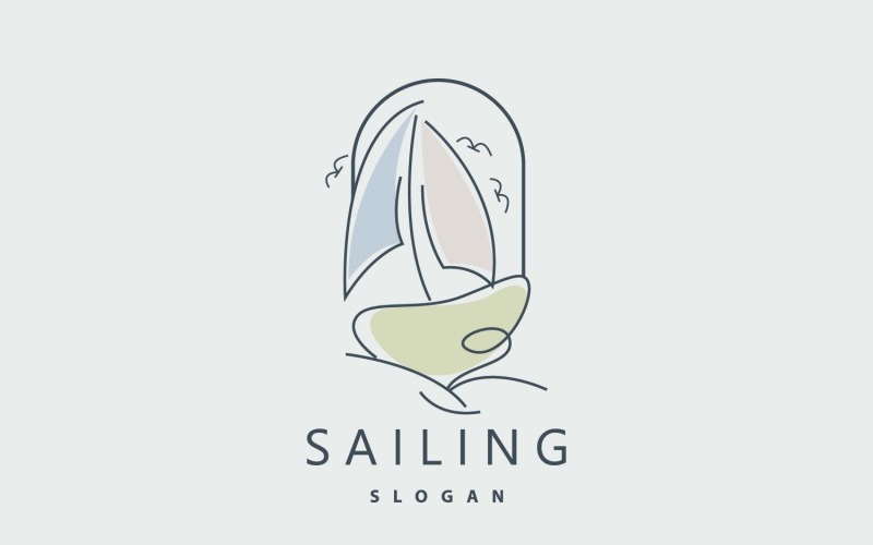 Sailboat Logo Design Fishing Boat IllustrationV22 Logo Template