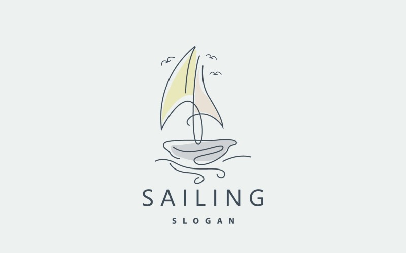 Sailboat Logo Design Fishing Boat IllustrationV2 Logo Template