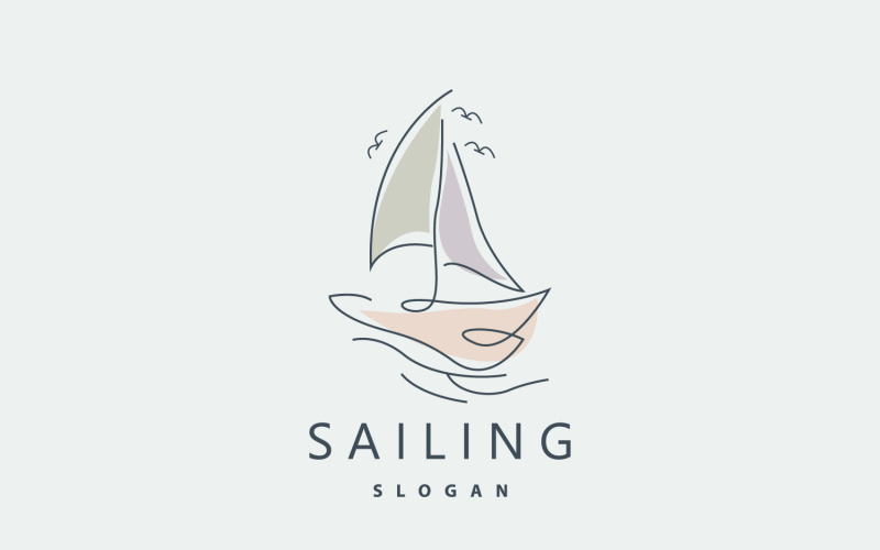Sailboat Logo Design Fishing Boat IllustrationV3 Logo Template