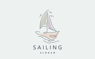Sailboat Logo Design Fishing Boat IllustrationV3
