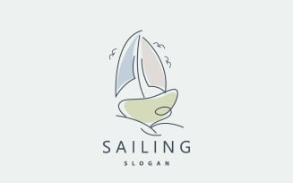 Sailboat Logo Design Fishing Boat IllustrationV4