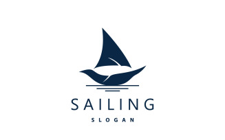 Sailboat Logo Design Fishing Boat IllustrationV5